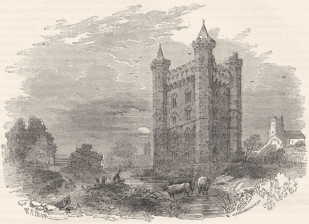 LINCOLNSHIRE. Tattershall Castle, Lincolnshire 1850 old antique print picture
